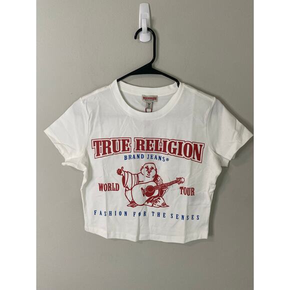New True Religion Women's Y2K Baby Tee Size Medium - Picture 1 of 3